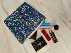 Floral Escape Makeup Pouch with Pink Interior