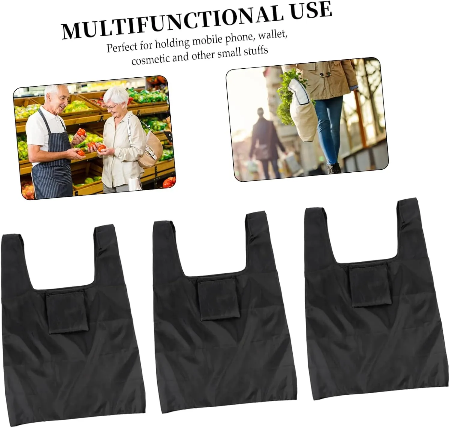 Folding Reusable Bag Foldable Groceries Travel Tote Shopper Shopping Bags Reusable Large Produce Bags