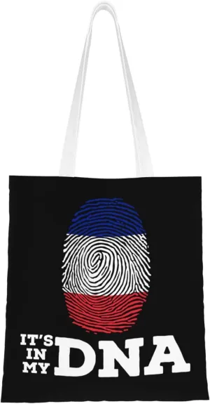 France It's in My DNA Tote Bag for Women Canvas Shopping Bags Reusable Large Capacity Casual Shoulder Handbags Grocery Bags
