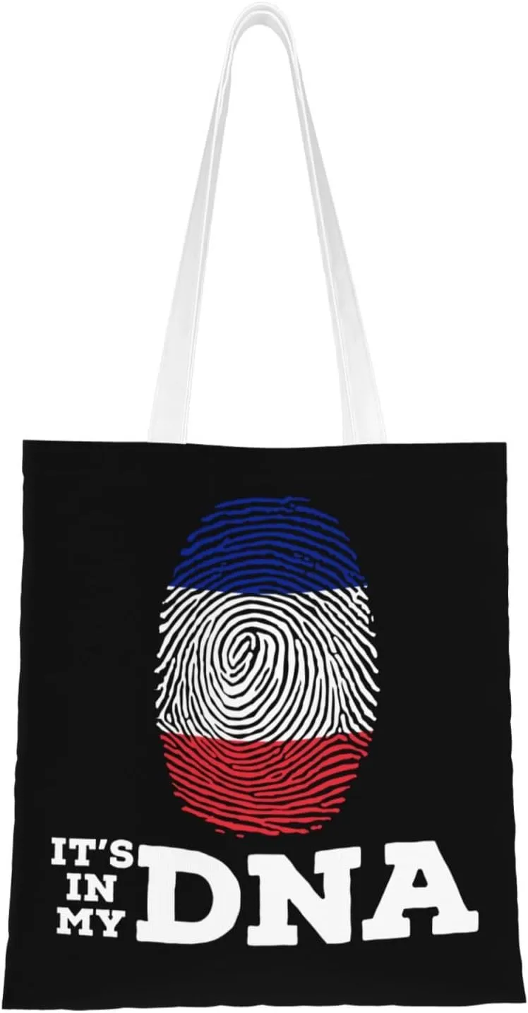 France It's in My DNA Tote Bag for Women Canvas Shopping Bags Reusable Large Capacity Casual Shoulder Handbags Grocery Bags