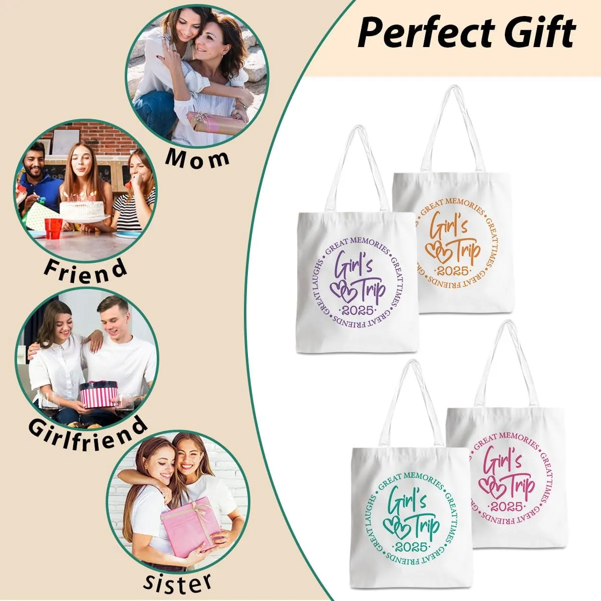 Friend Trip Gifts Favors 2025, Sister Weekend Gifts Tote Bag Goodie Gifts, Bestie Gifts Vacation Weekend Bag Friendship Gifts