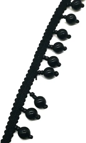 Fringe Trim Tassel,Curtain Lace, 1 Yard Pearl Beaded Fringe Trim Braided Tassel Lace Ribbon for Sewing Clothing Hat Decorative Shoes Bags Ornaments (Color : White, Size : 1 Yard_2CM) (Color : Black,