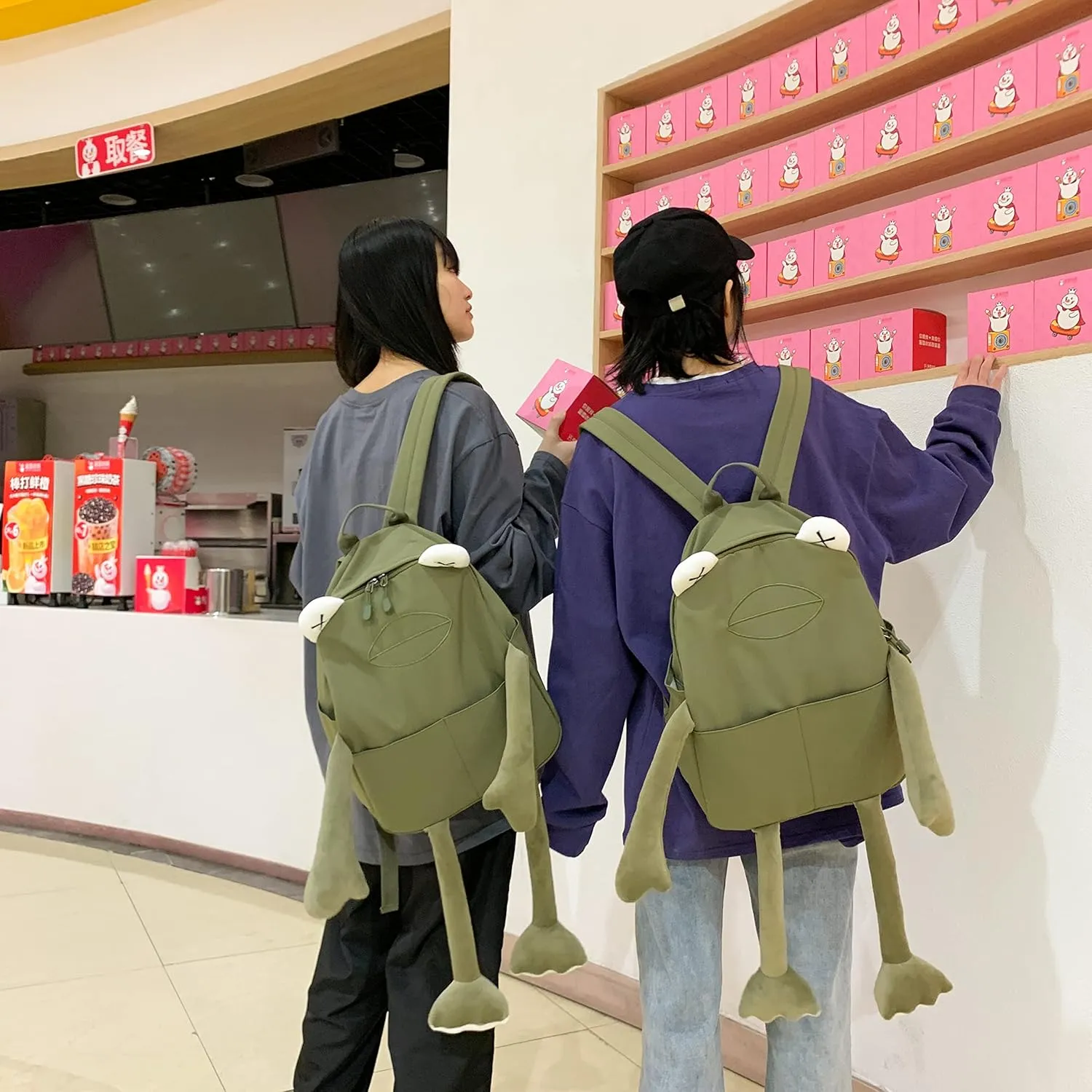 Frog Backpack Purse for Women - Student Frog Cartoon Bag Travel Daypack Casual Fashion Work Shopping Small Bag,Green