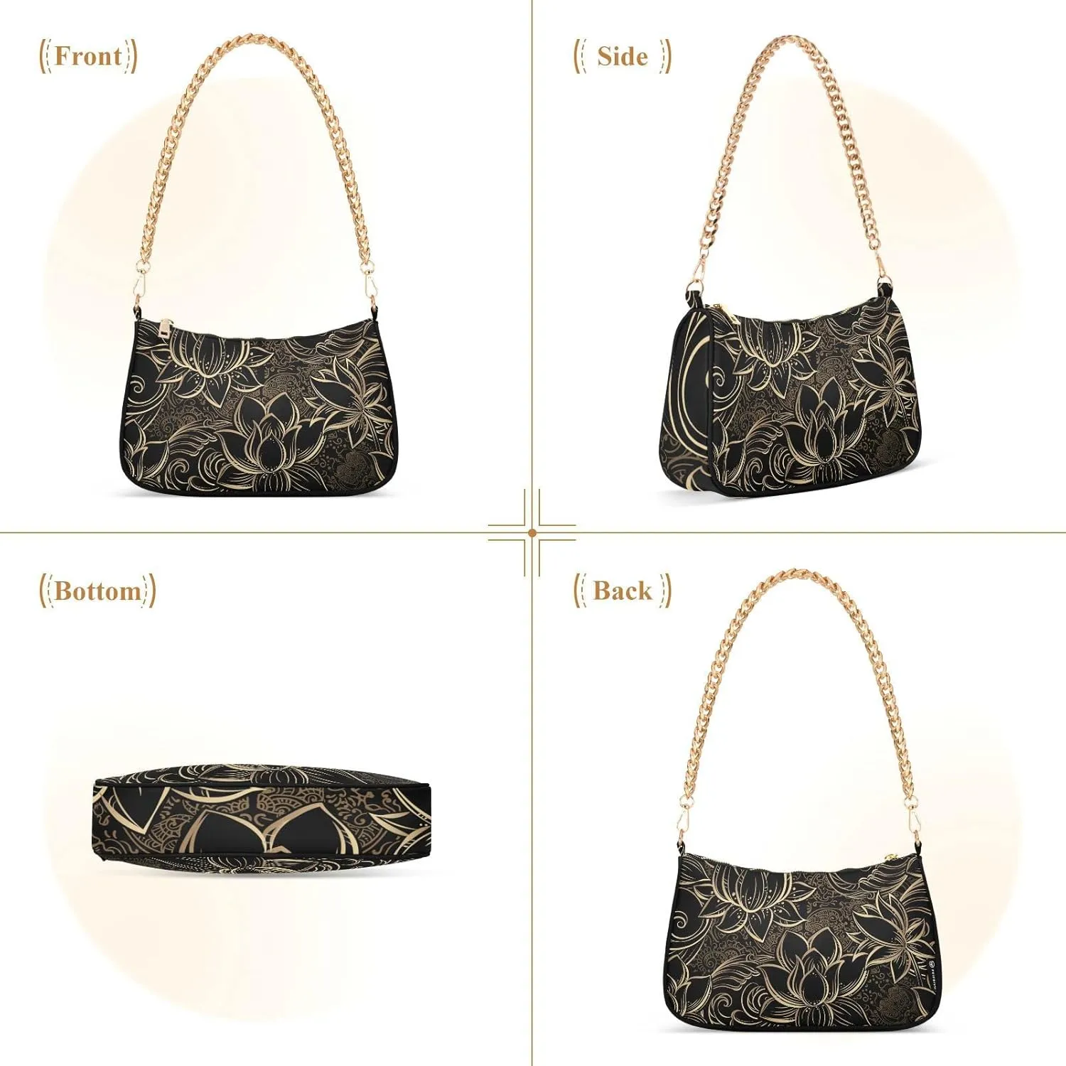 Fruits Blueberry Shoulder Bag Tote Handbag Clutch Purse for Women Chain Bags with Zipper Closure Gift