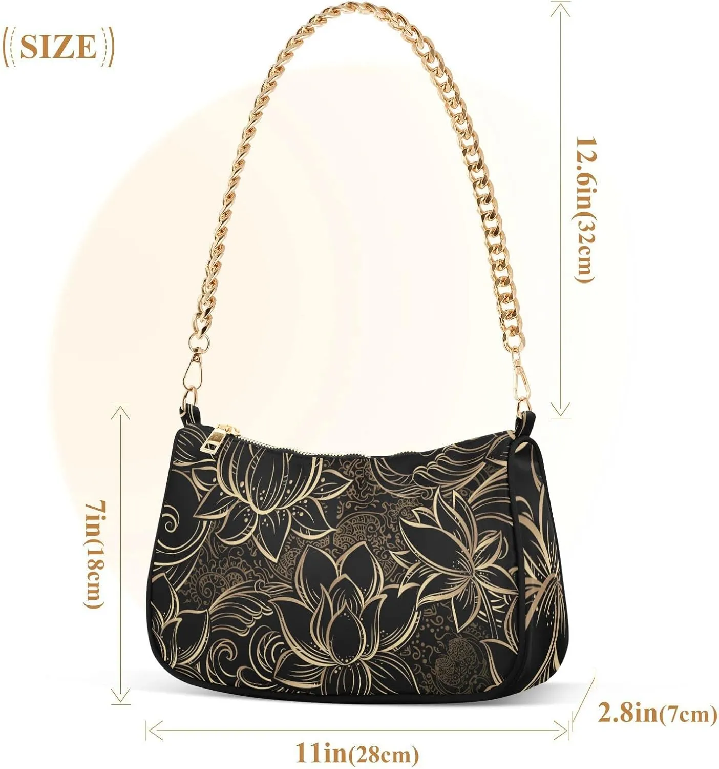 Fruits Blueberry Shoulder Bag Tote Handbag Clutch Purse for Women Chain Bags with Zipper Closure Gift