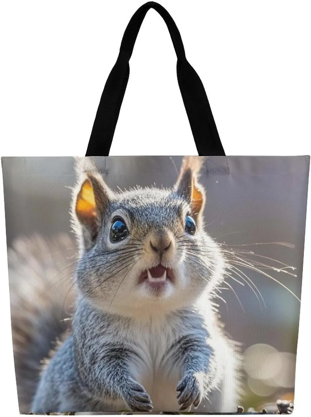 Funny Cute Squirrel Tote Bag for Women Reusable Grocery Shoulder Bag Shopping Bags for Travel, Groceries