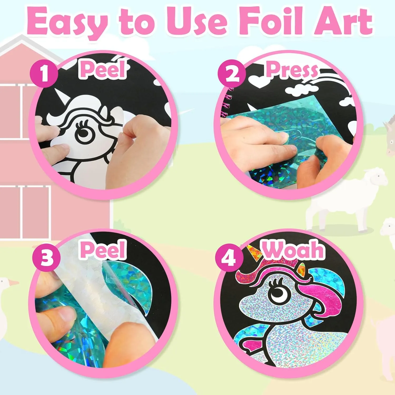 FUNNYB&G Foil Art Craft Activity for Kids - Gift for Girls Crafts for Kids Fun Art Supplies DIY Creative Travel Toy, Birthday Gift Party Favor Toys for Girls Boys 4 5 6 7 8 9 Years Old(Princess)