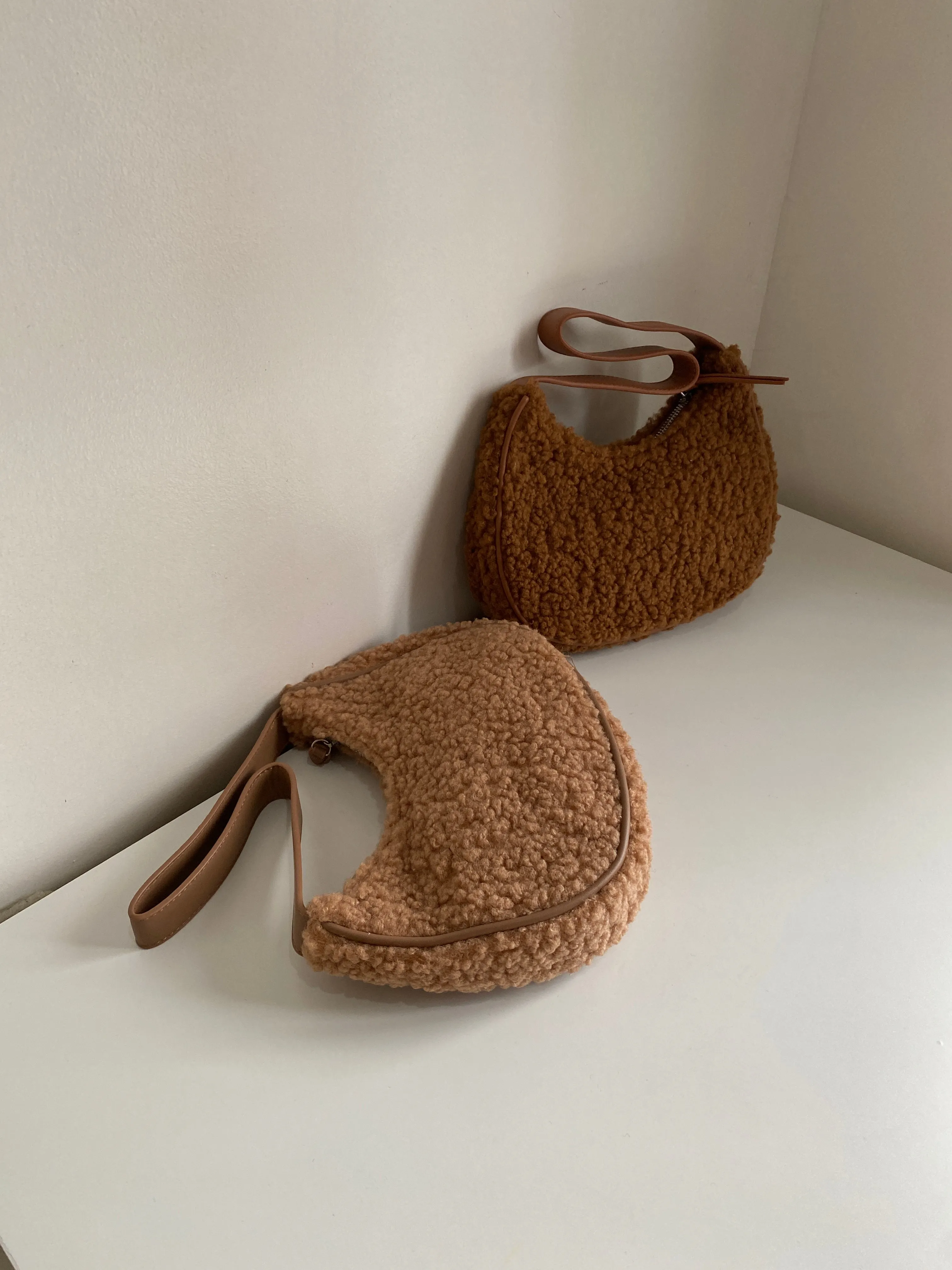 Fuzzy Baguette Bag - Cocoa