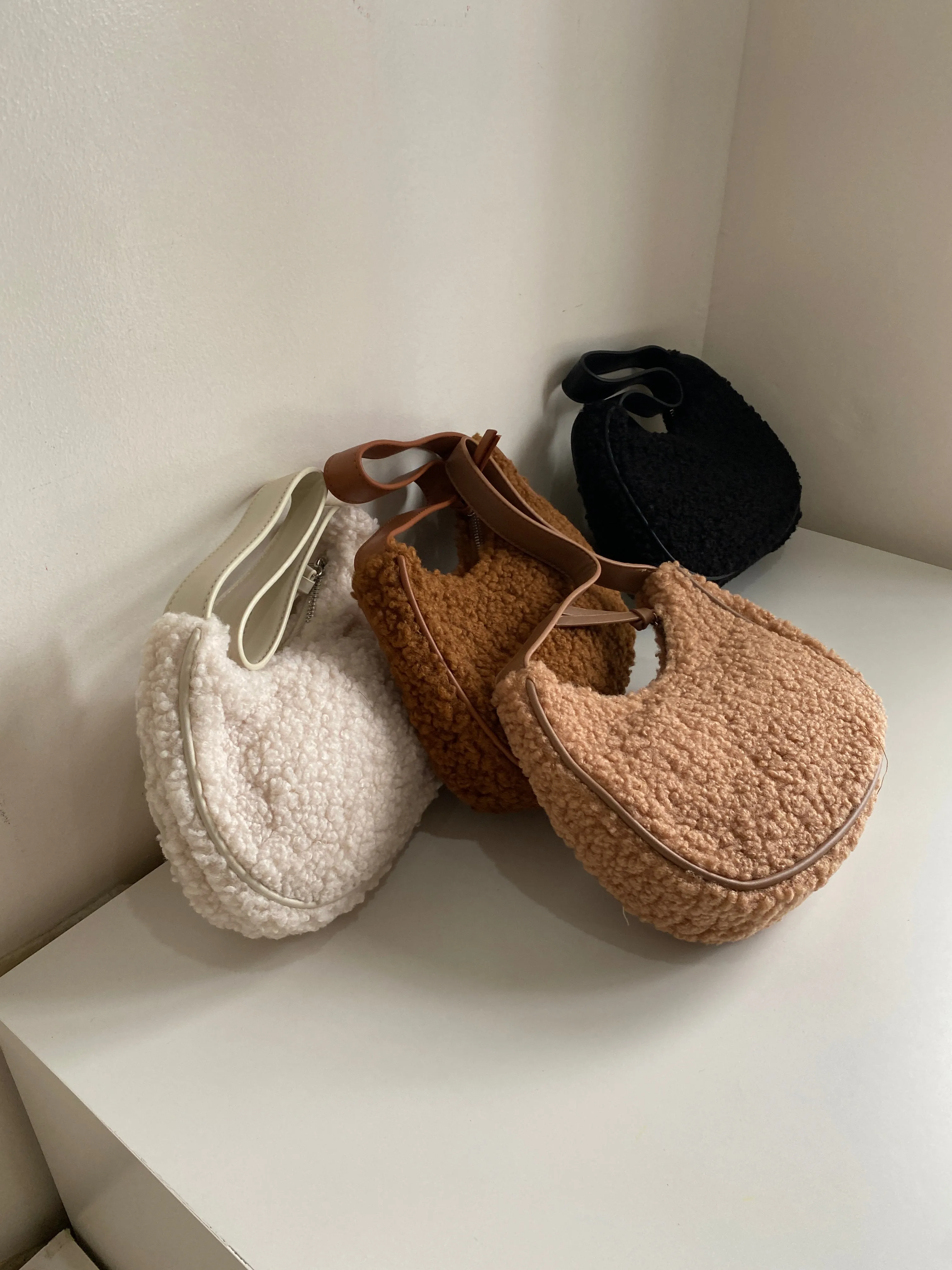Fuzzy Baguette Bag - Cocoa