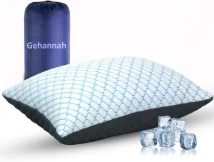 Gehannah Travel Pillow - Large 1 Pack Compressible Camping Pillow for Sleeping - Shredded Memory Foam with 2 Storage Bags - Supportive for Adults, Kids, Outdoor, Backpacking, Hiking Gear