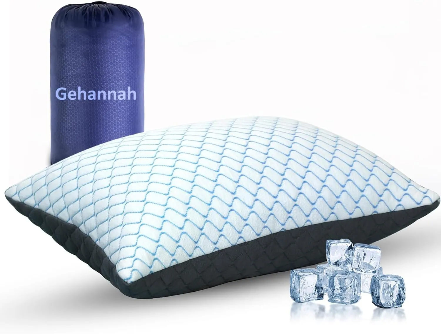 Gehannah Travel Pillow - Large 1 Pack Compressible Camping Pillow for Sleeping - Shredded Memory Foam with 2 Storage Bags - Supportive for Adults, Kids, Outdoor, Backpacking, Hiking Gear
