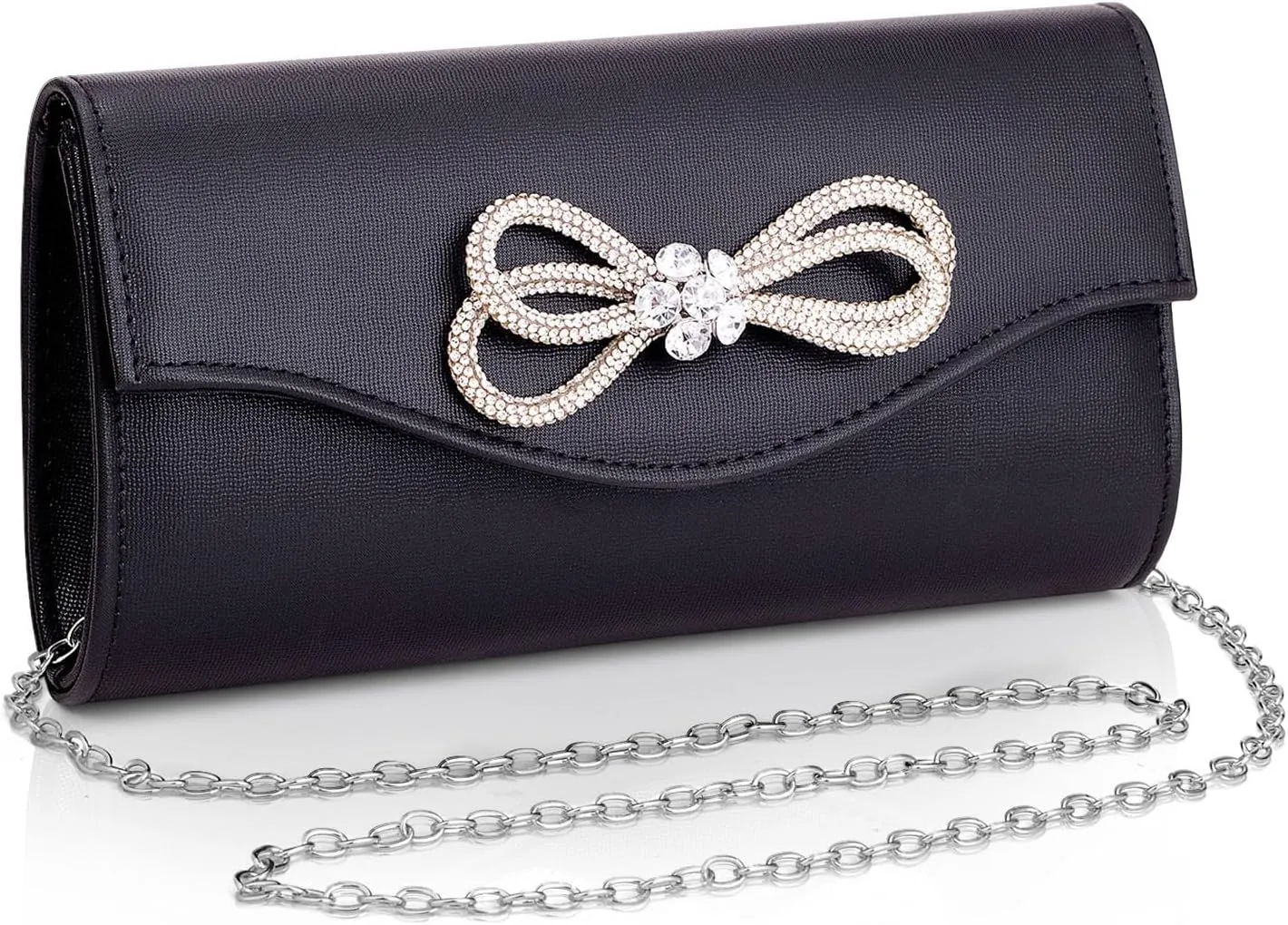 Gets Bow Evening Bag Rhinestone Clutch Purse for Women Sparkly Wedding Prom Purse Formal Cocktail Party Handbag with Chain