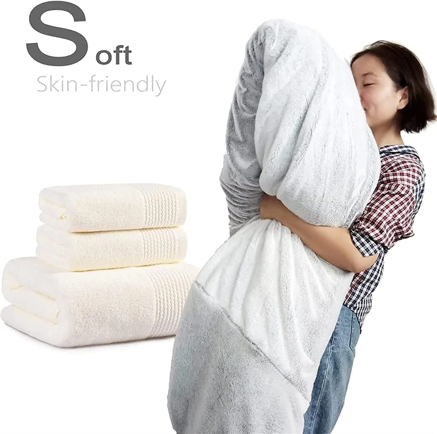 Giant Fur Bean Bag Chair Cover for Kids Adults, (No Filler) Living Room Furniture Big Round Soft Fluffy Faux Fur Beanbag Lazy Sofa Bed Cover (Dark Khaki, 5FT)