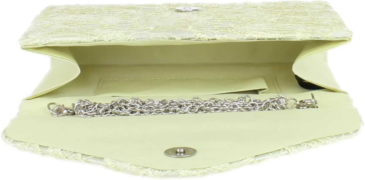 Girly HandBags Womens Satin Lace Clutch Bag
