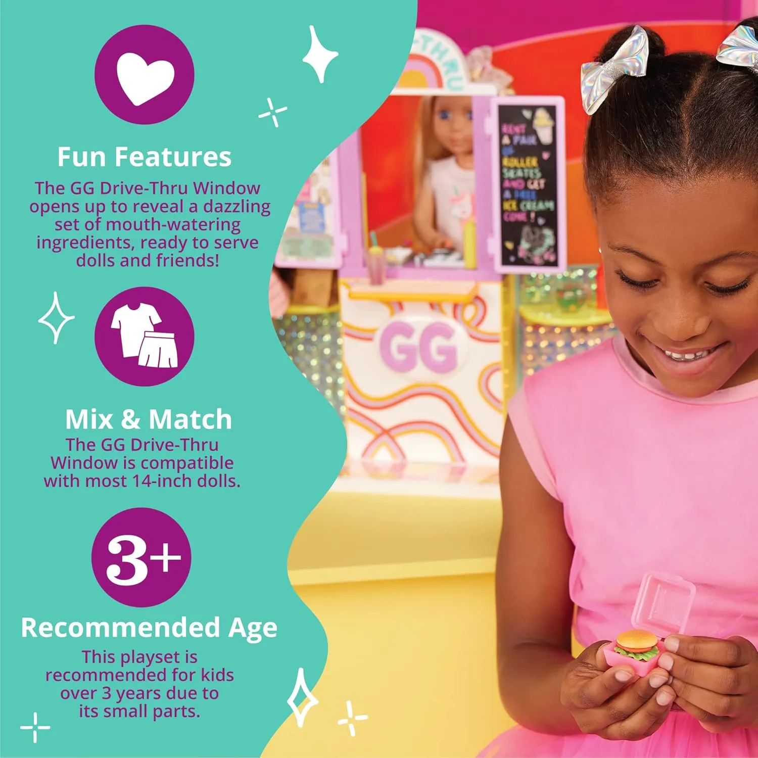 Glitter Girls – GG Drive-Thru Window Set – Deluxe Play Food & Pretend Restaurant Playset for 14-inch Dolls – Toys, Clothes, and Accessories for Kids Ages 3 and Up