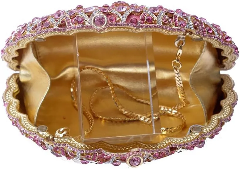 Glitter Women Peacock Crystal Clutch Seashell Handbag Animal Rhinestone Evening Clutch Bridal Purse for Prom Party