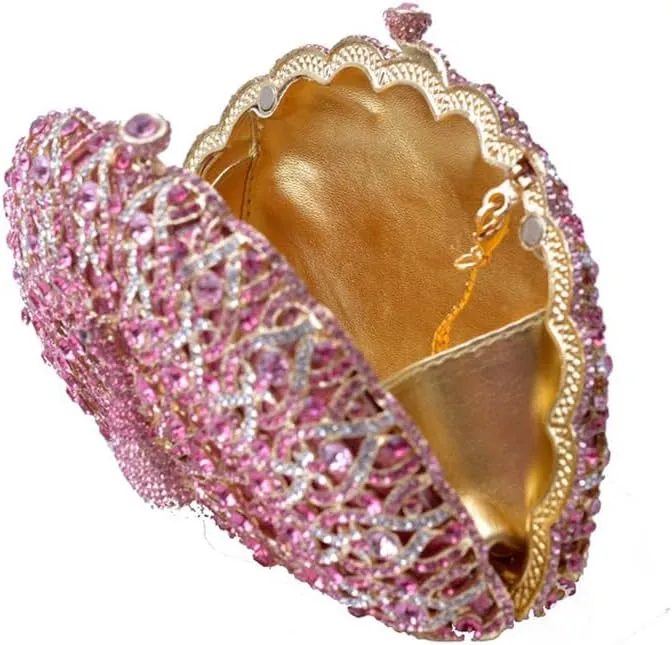 Glitter Women Peacock Crystal Clutch Seashell Handbag Animal Rhinestone Evening Clutch Bridal Purse for Prom Party