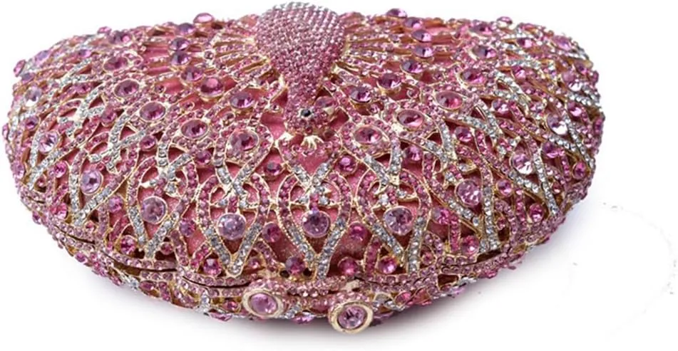 Glitter Women Peacock Crystal Clutch Seashell Handbag Animal Rhinestone Evening Clutch Bridal Purse for Prom Party