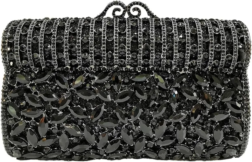 Glitter Women Rhinestone Clutch Box Crystal Evening Bag Elegant Shoulder Purse for Wedding Party Prom