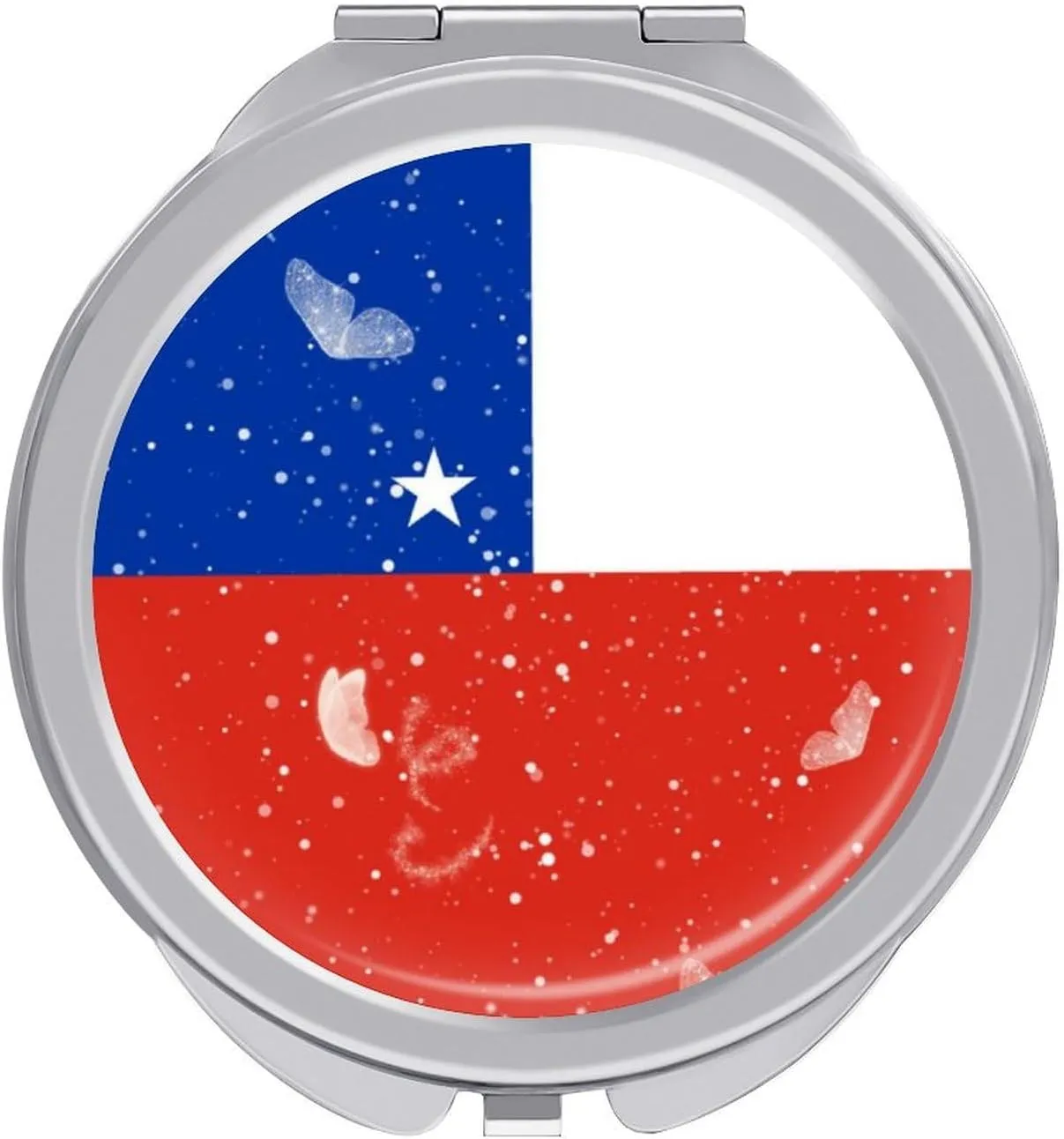 Glittering Butterfly Chile Compact Mirror Pocket Mirror Portable Mini Makeup Mirror Handheld Double-Sided Magnifying