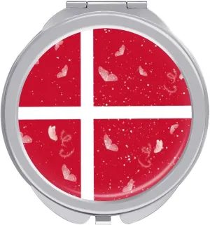 Glittering Butterfly Denmark Compact Mirror Pocket Mirror Portable Mini Makeup Mirror Handheld Double-Sided Magnifying