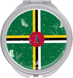 Glittering Butterfly Dominica Compact Mirror Pocket Mirror Portable Mini Makeup Mirror Handheld Double-Sided Magnifying