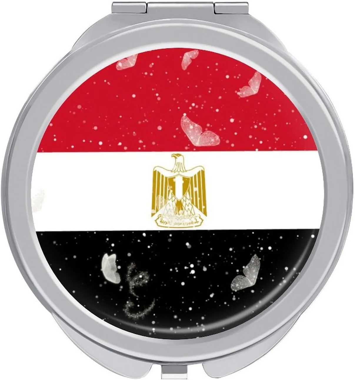 Glittering Butterfly Egypt Compact Mirror Pocket Mirror Portable Mini Makeup Mirror Handheld Double-Sided Magnifying