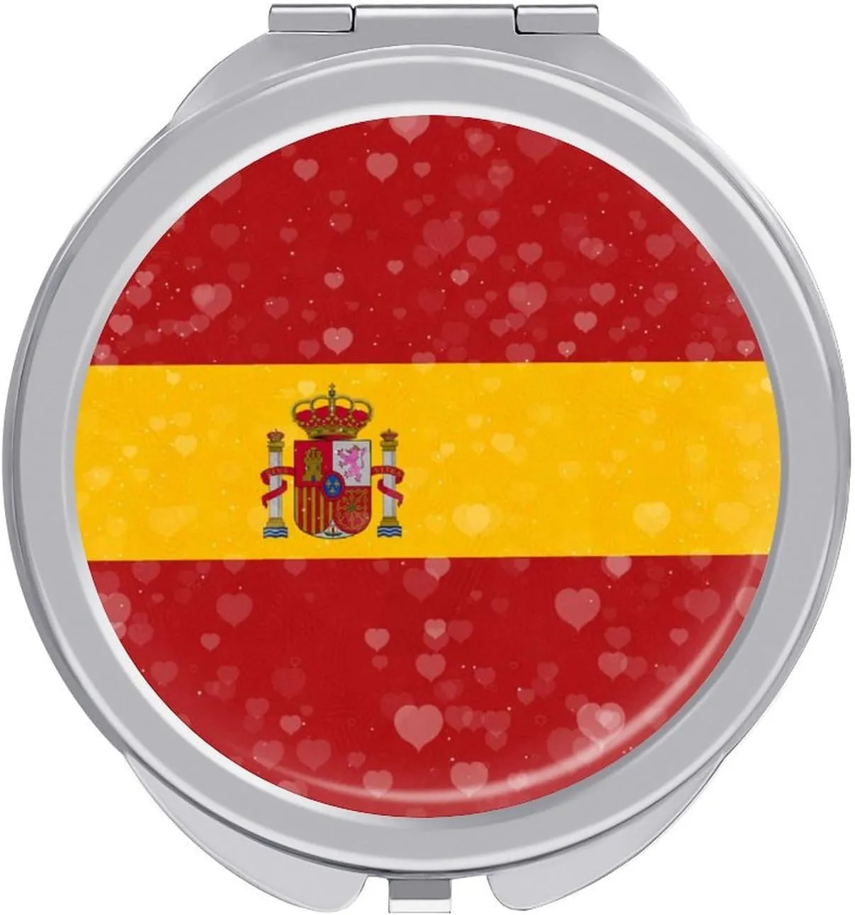 Glittering Heart Spain Compact Mirror Pocket Mirror Portable Mini Makeup Mirror Handheld Double-Sided Magnifying
