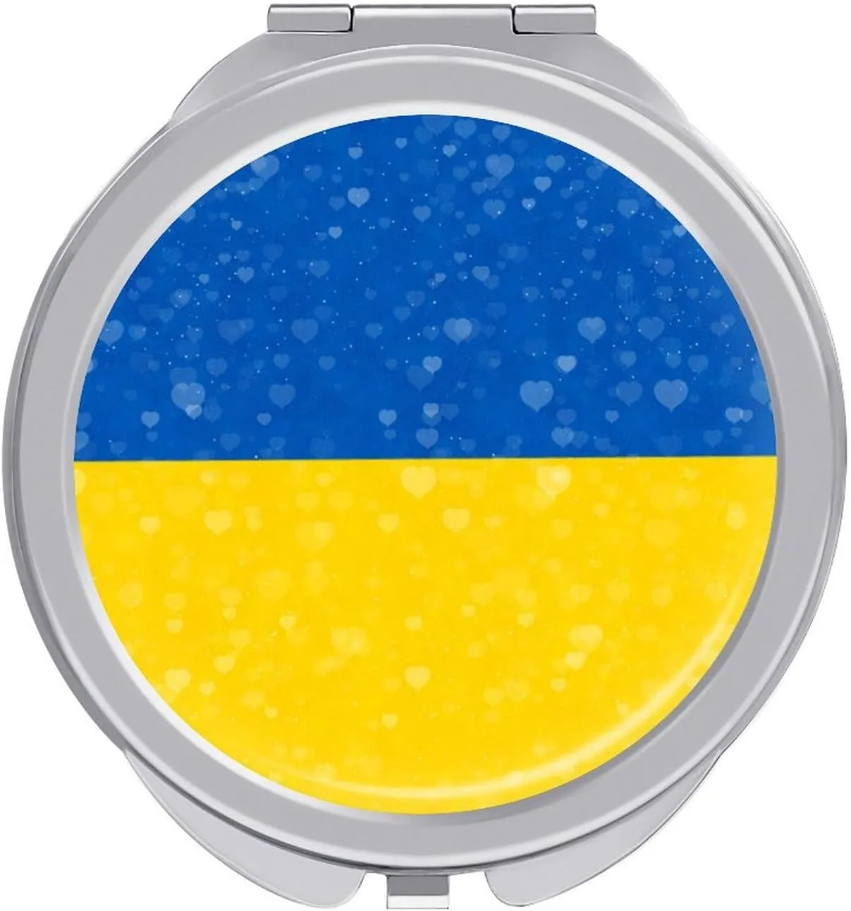 Glittering Heart Ukraine Compact Mirror Pocket Mirror Portable Mini Makeup Mirror Handheld Double-Sided Magnifying