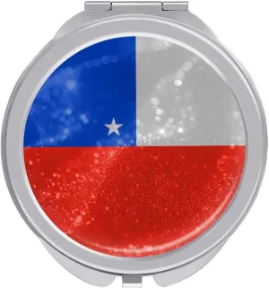 Glittering Stars Chile Compact Mirror Pocket Mirror Portable Mini Makeup Mirror Handheld Double-Sided Magnifying