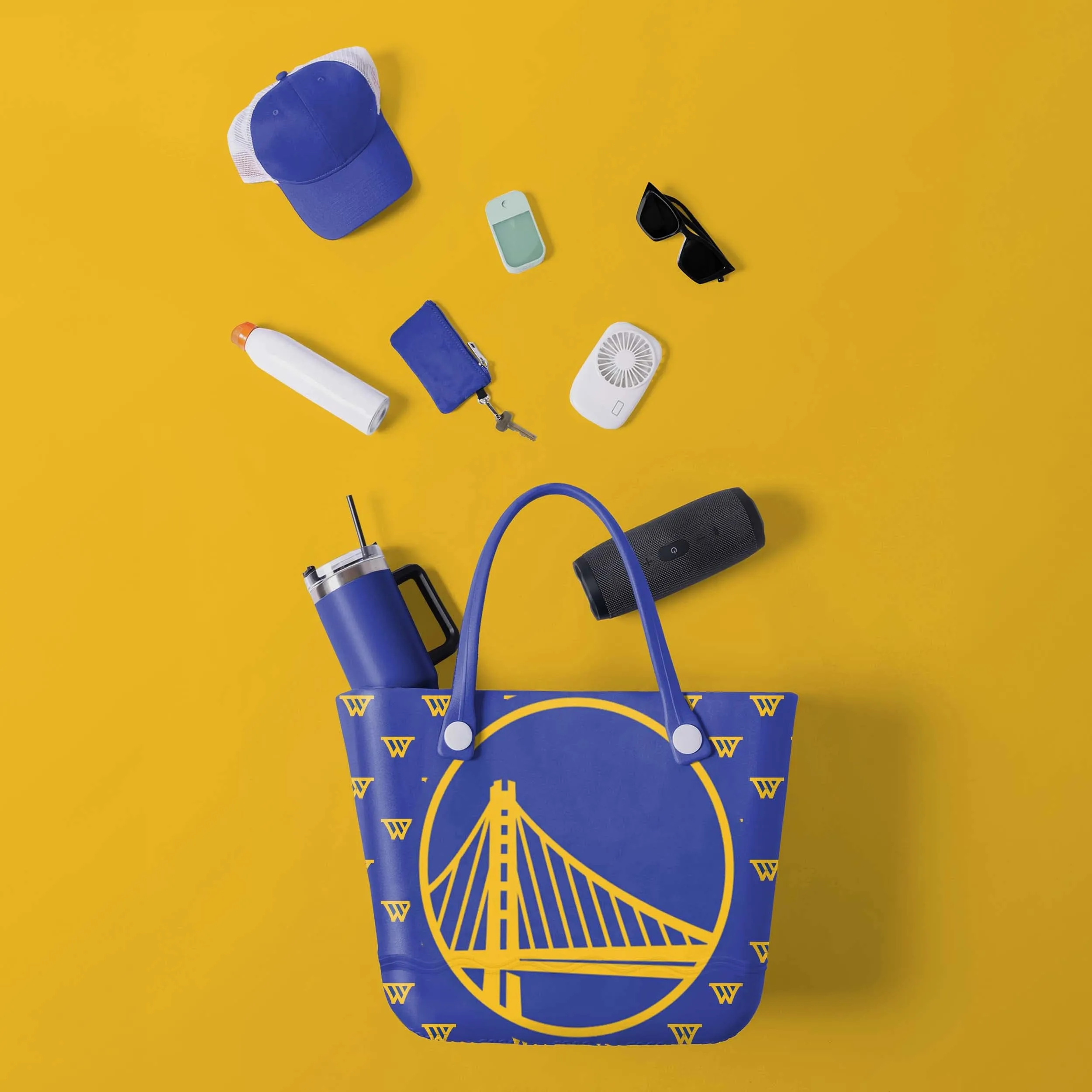 Golden State Warriors Big Logo Mini Print Tailgate Tote Bag