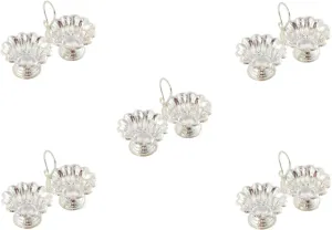 GoldGiftIdeas Silver Plated Big Jod Kamal Kankavati Set, Pooja Items for Home, Return Gift for Wedding and Housewarming,Return Gift with Designer Potli Bags (Pack of 5)