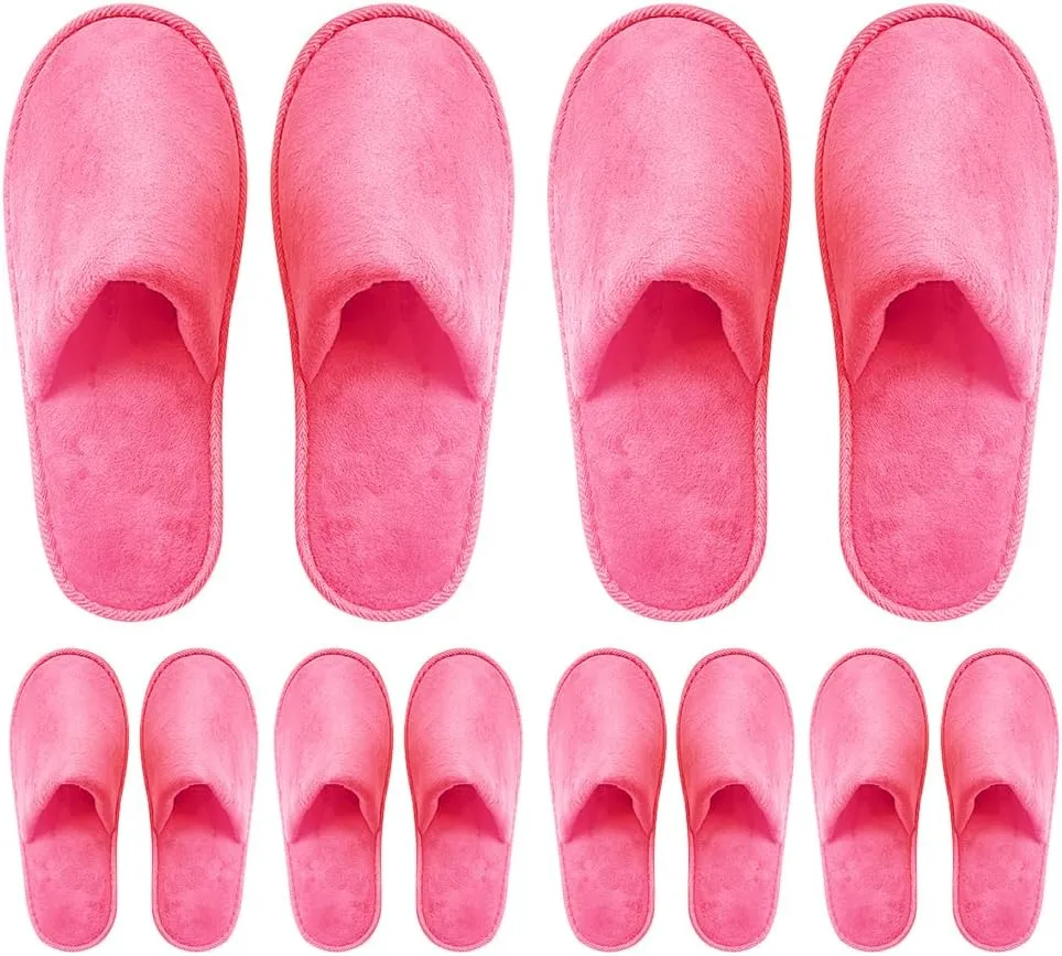 GONG GONG 6 Pairs Non Slip Disposable Slippers, Washable & Reusable, Closed Toe Crystal Velvet Slipper for Guest, Bathroom, House, Hotel, Party, SPA, Wedding