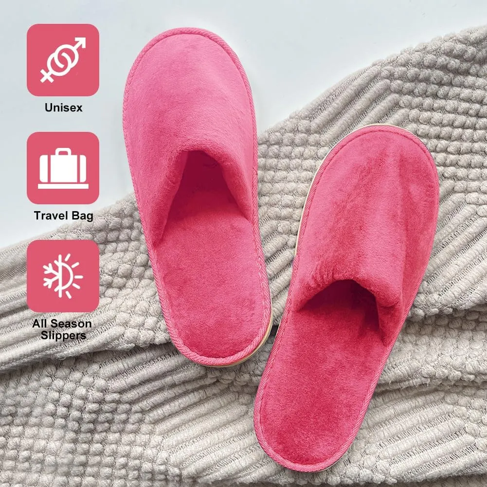 GONG GONG 6 Pairs Non Slip Disposable Slippers, Washable & Reusable, Closed Toe Crystal Velvet Slipper for Guest, Bathroom, House, Hotel, Party, SPA, Wedding