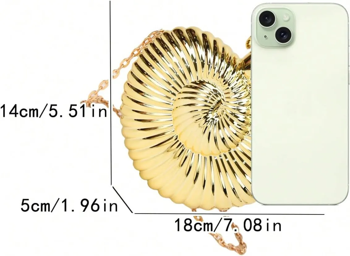 GORGLITTER Women's Seashell Bag Metallic Fancy Evening Bags Party Crossbody Handbag