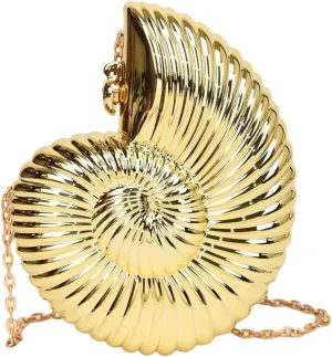 GORGLITTER Women's Seashell Bag Metallic Fancy Evening Bags Party Crossbody Handbag