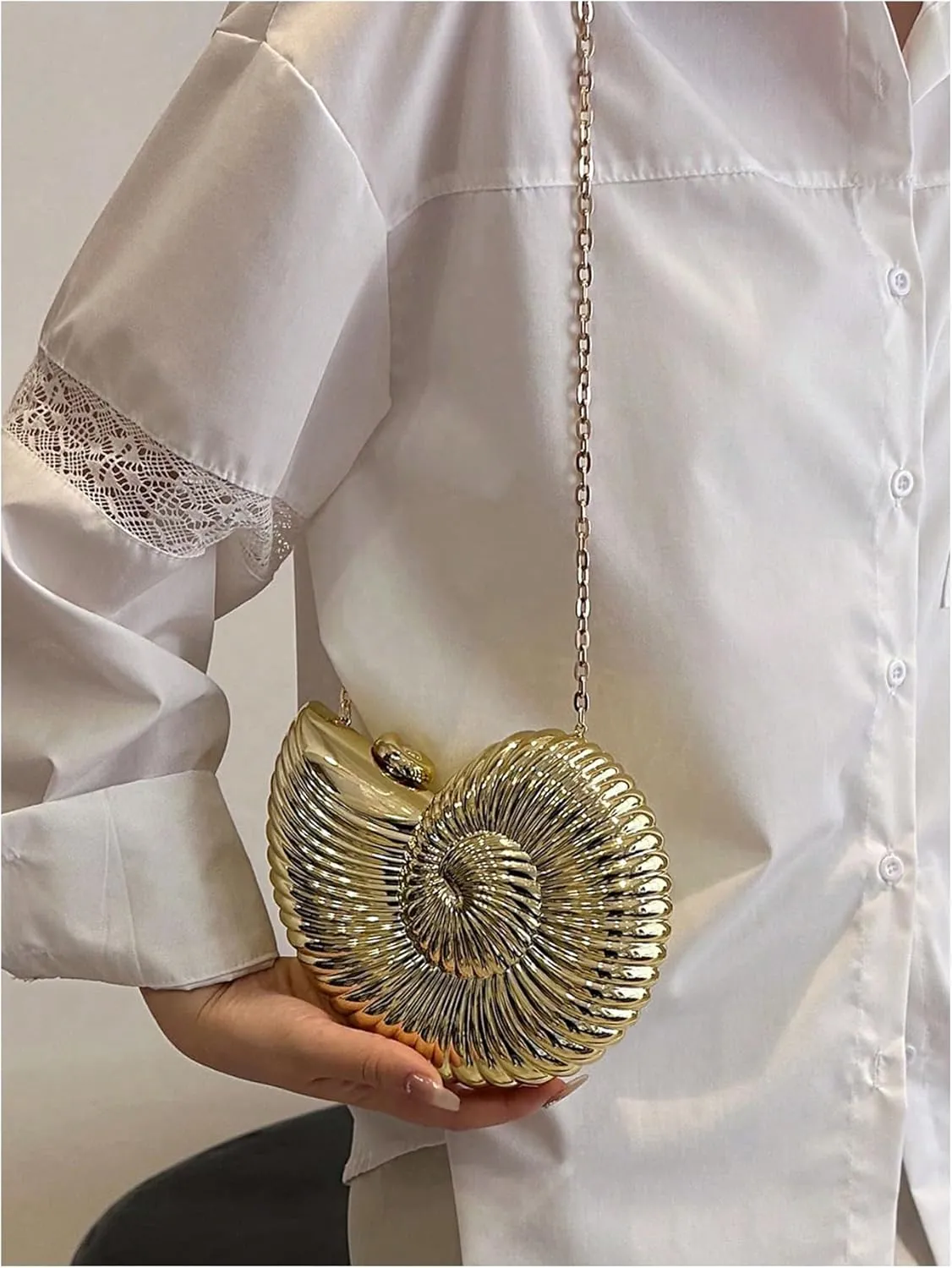 GORGLITTER Women's Seashell Bag Metallic Fancy Evening Bags Party Crossbody Handbag