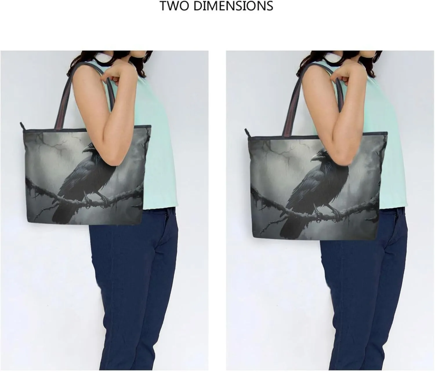 Gothic Branch Crow Halloween Tote Bag for Women Durable Designer Handbag with Zipper for Daily Use Travel L