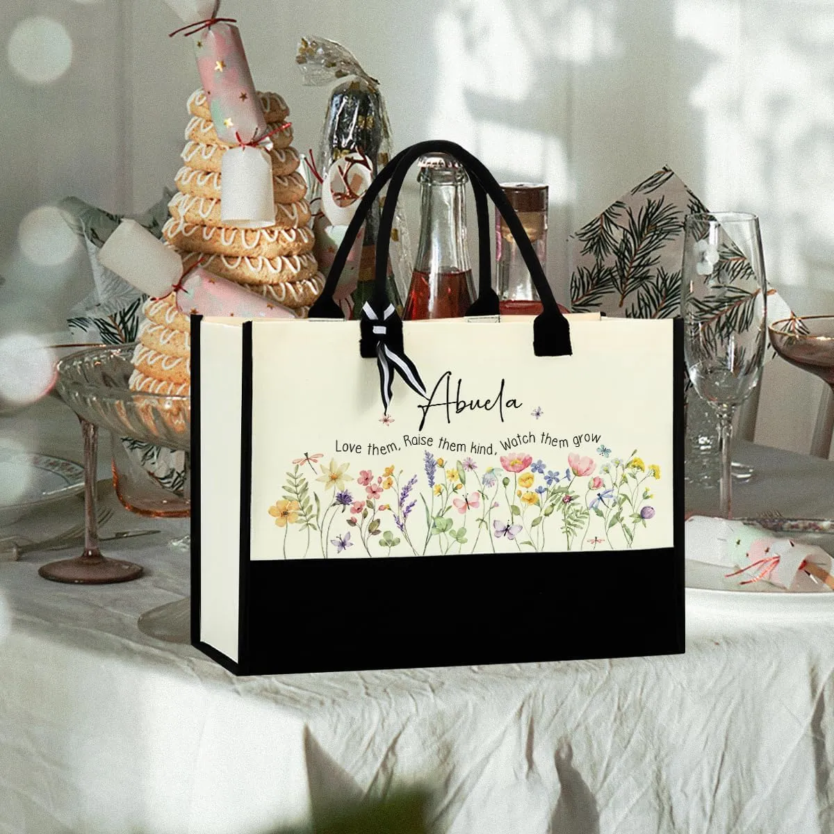 Grandma Gifts Practical Gifts for Grandma Birthday Christmas Flower Reusable Beach Bag