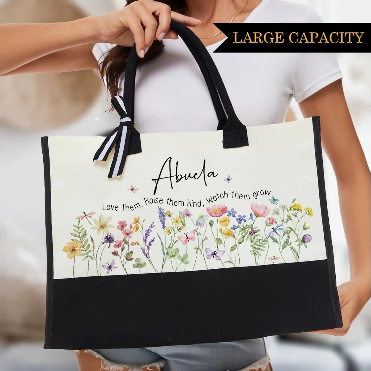 Grandma Gifts Practical Gifts for Grandma Birthday Christmas Flower Reusable Beach Bag