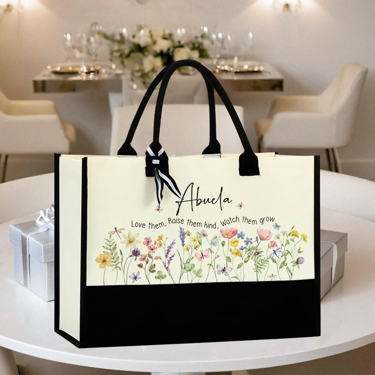 Grandma Gifts Practical Gifts for Grandma Birthday Christmas Flower Reusable Beach Bag