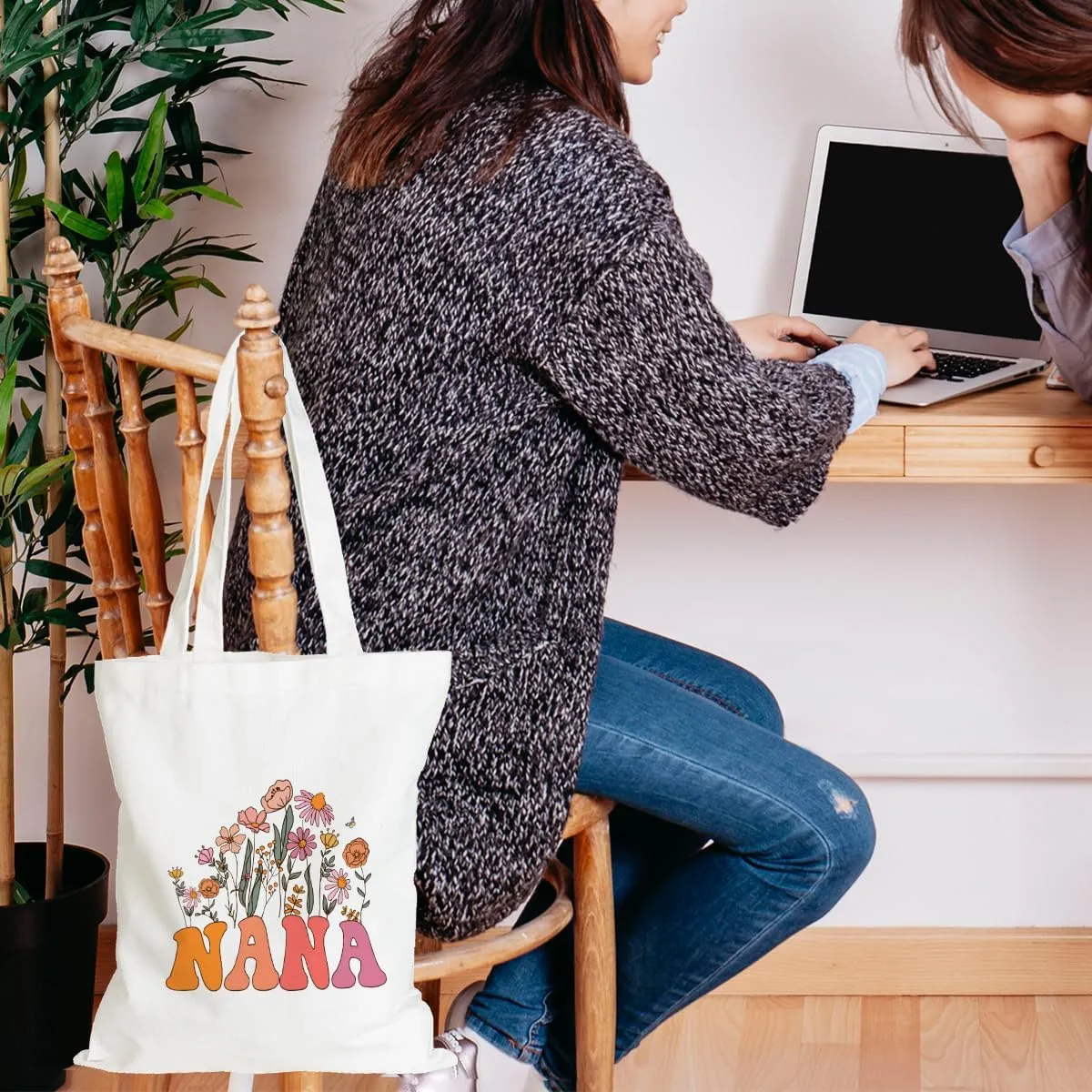 Grandma Gifts Tote Bag Birthday Mothers Day Retirement Gifts for Women Mama Nana Mimi Shoulder Bag Reusable Grocery Bags