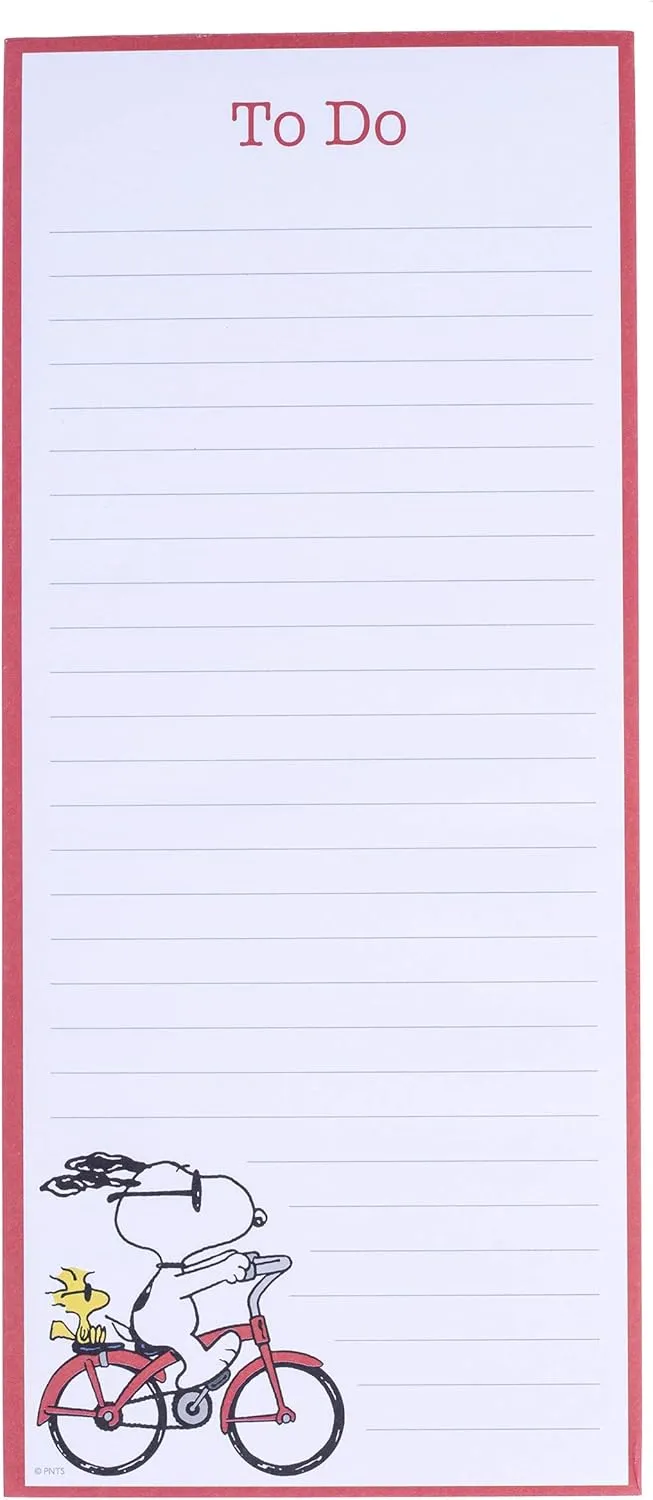 Graphique Magnetic Notepad - Peanuts Snoopy Bike Grocery and Shopping List - Fun Decorative To-Do List - Perfect House Warming Gifts - 100 Tear off Sheets (4" x 9.25" x .5")