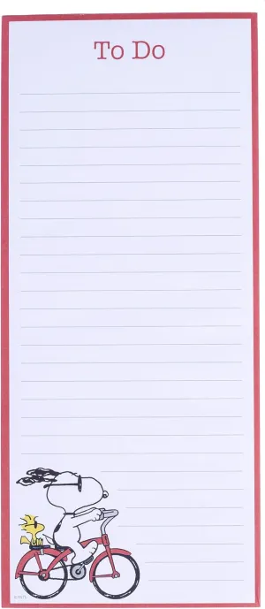 Graphique Magnetic Notepad - Peanuts Snoopy Bike Grocery and Shopping List - Fun Decorative To-Do List - Perfect House Warming Gifts - 100 Tear off Sheets (4" x 9.25" x .5")