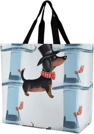 Gray Heron Print in Water Tote Bag for Women Reusable Grocery Shoulder Bags Shopping Bag for Travel, Groceries