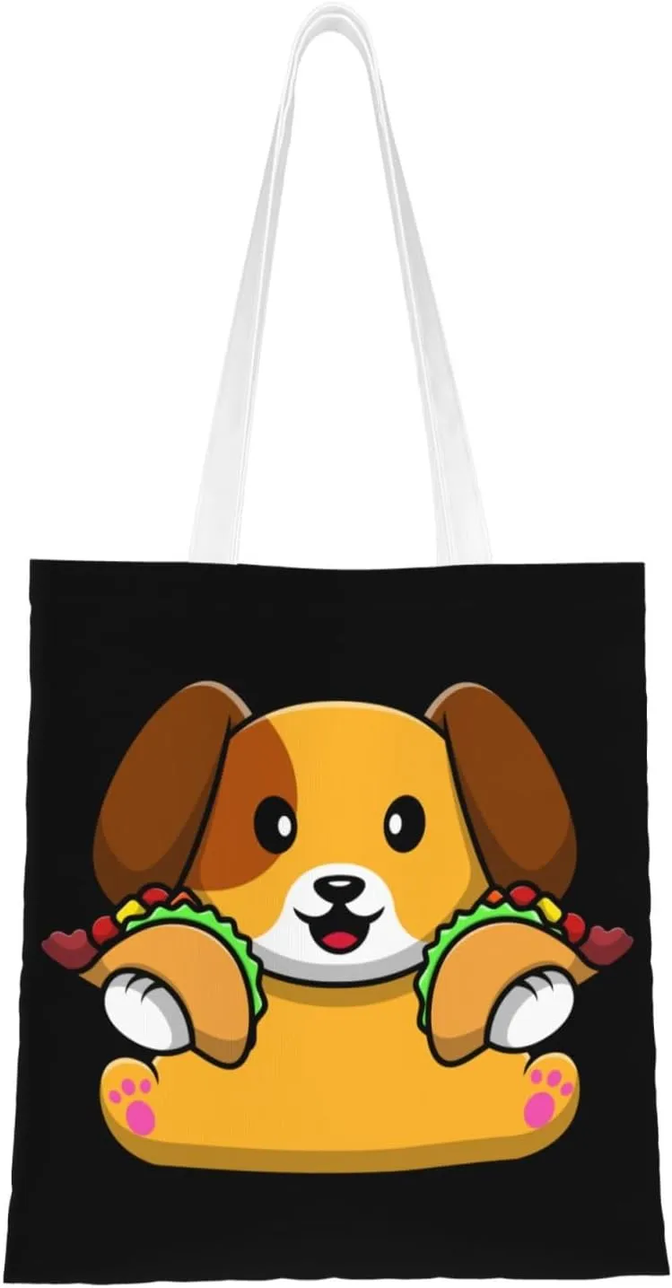 Greedy Puppy Tote Bag for Women Canvas Tote Bags Reusable Shopping Bags Use For Shopping The Tote Bag,Grocery Bags,DIY Gift Bags
