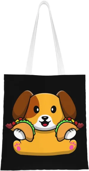 Greedy Puppy Tote Bag for Women Canvas Tote Bags Reusable Shopping Bags Use For Shopping The Tote Bag,Grocery Bags,DIY Gift Bags
