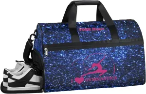 Gymnastics Dance Bag Personalized Duffel Bag Travel Weekender Overnight Bag Custom Name Team Gift Lightweight Waterproof Sport Gym Bag Collapsible Carry on Tote Bag Blue Sparkly