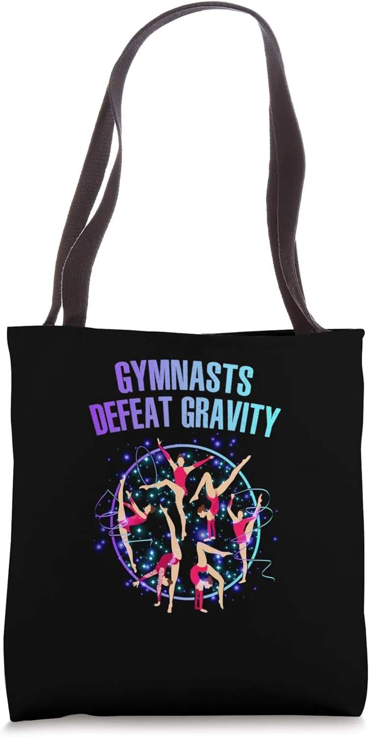 Gymnasts Defeat Gravity Gymnastics Acrobatics Aerobics Tote Bag
