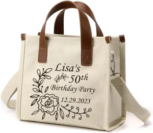 GZLDGIFTS Personalized Womens Tote HandBag Adjustable Shopping Cloth Fashion Birthday Wedding Custom Initials Gift